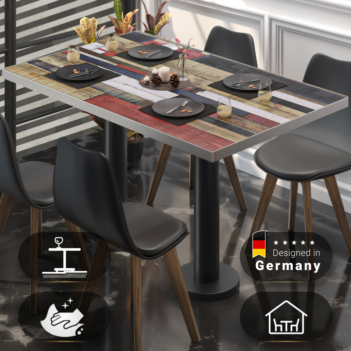 BML | Podwójny stolik Bistro | 130 x 80 x 74,5 cm | Prostokątny | Kolorowy Vintage / Czarny