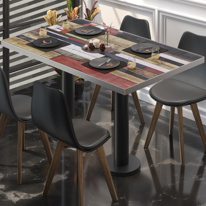 BML | Podwójny stolik Bistro | 130 x 80 x 74,5 cm | Prostokątny | Kolorowy Vintage / Czarny