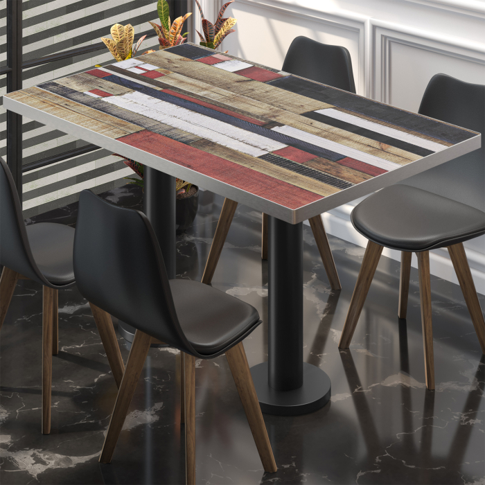 BML | Podwójny stolik Bistro | 130 x 80 x 74,5 cm | Prostokątny | Kolorowy Vintage / Czarny