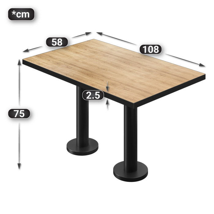 BML | Bistro dobbeltbord | 110 x 60 x 74,5 cm | Rektangulær | Eik / Sort BML | Bistro dobbeltbord | 110 x 60 x 74,5 cm | Rektangulær | Eik / Sort