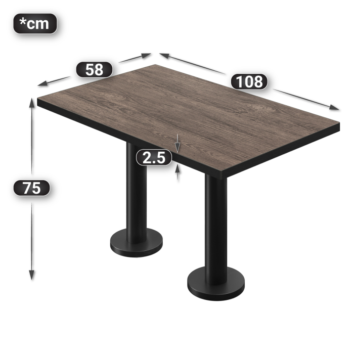 BML | Bistro dobbeltbord | 110 x 60 x 74,5 cm | Rektangulær | Lys Wenge / Svart BML | Bistro dobbeltbord | 110 x 60 x 74,5 cm | Rektangulær | Lys Wenge / Svart