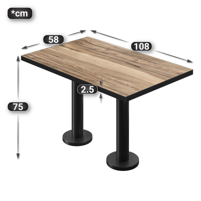 BML | Bistro dobbeltbord | 110 x 60 x 74,5 cm | Rektangulær | Sheesham / Svart BML | Bistro dobbeltbord | 110 x 60 x 74,5 cm | Rektangulær | Sheesham / Svart
