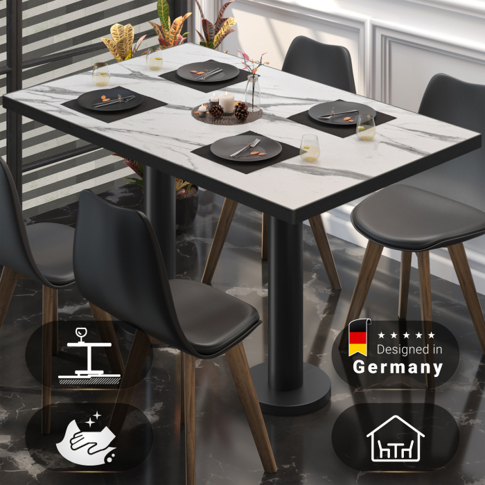 BML | Bistro dobbeltbord | 120 x 70 x 74,5 cm | Rektangulær | Hvit marmor/svart BML | Bistro dobbeltbord | 120 x 70 x 74,5 cm | Rektangulær | Hvit marmor/svart