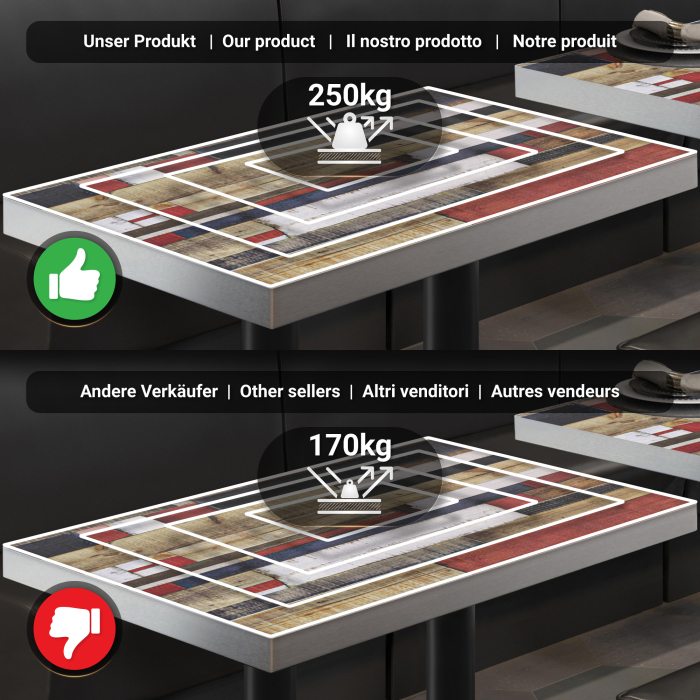 BML | Bistro Double Table | 130 x 80 x 77 cm | Rectangular | Vintage Colourful / Black