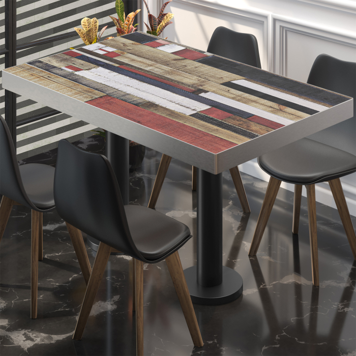 BML | Bistro Double Table | 130 x 80 x 77 cm | Rectangular | Vintage Colourful / Black