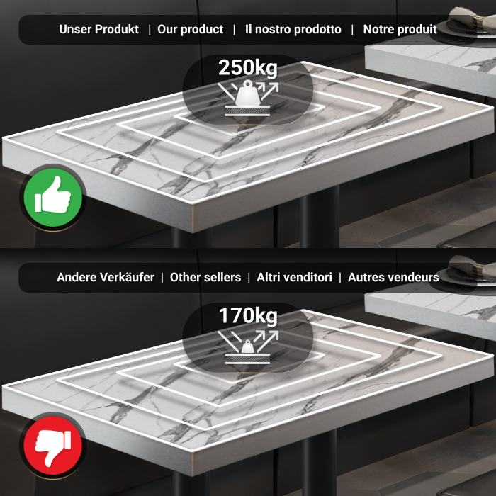 BML | Bistro double table | 130 x 80 x 77 cm | Rectangular | White marble / Black