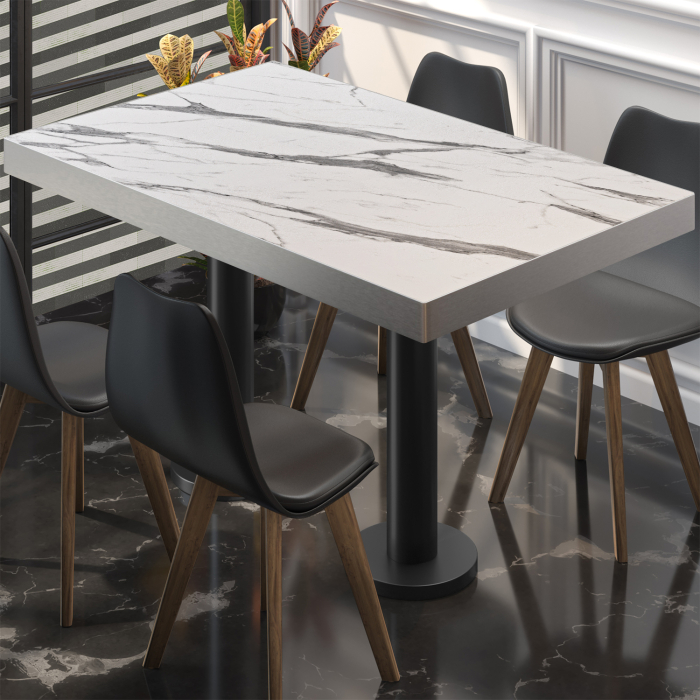 BML | Bistro double table | 130 x 80 x 77 cm | Rectangular | White marble / Black