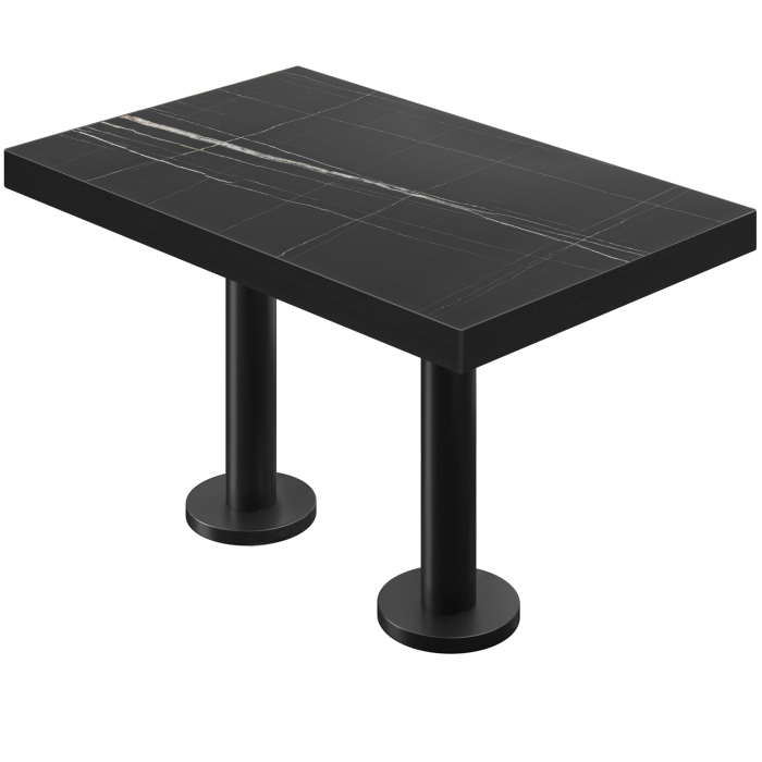 BML | Bistro Doppeltisch | 110 x 60 x 77 cm | Rechteckig | Schwarzer Rand | Schwarz Marmor / Schwarz