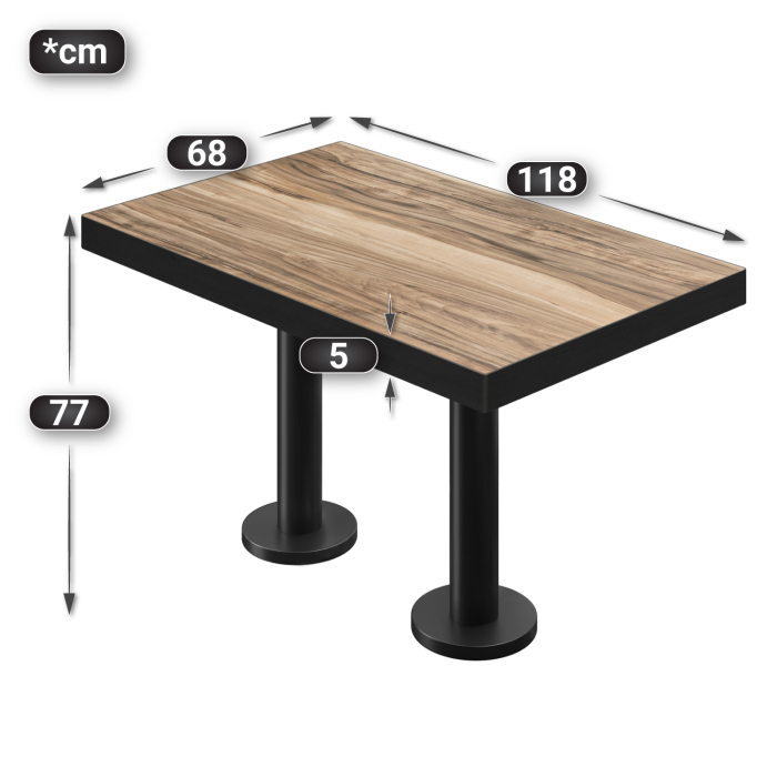 BML | Bistro dobbeltbord | 120x70x77cm | Rektangulær | Sheesham / Svart BML | Bistro dobbeltbord | 120x70x77cm | Rektangulær | Sheesham / Svart