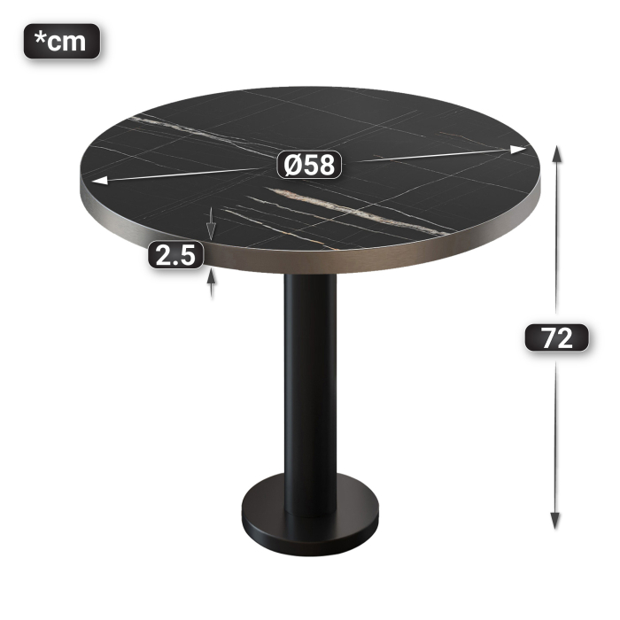BML | Bistrobord | Ø:H 60 x 75 cm | Sort marmor / Sort | Rundt BML | Bistrobord | Ø:H 60 x 75 cm | Sort marmor / Sort | Rundt