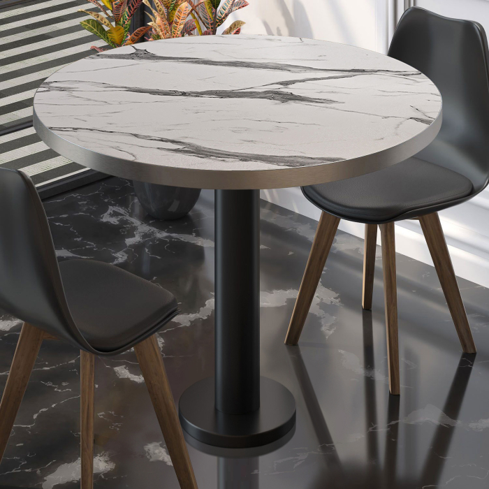 BML | Bistropöytä | Ø:K 60 x 75 cm | Valkoinen marmori / Musta | Pyöreä | Pyöreä BML | Bistropöytä | Ø:K 60 x 75 cm | Valkoinen marmori / Musta | Pyöreä | Pyöreä