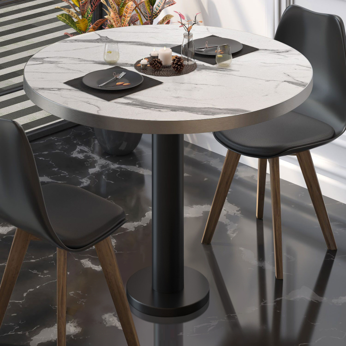 BML | Bistropöytä | Ø:K 60 x 75 cm | Valkoinen marmori / Musta | Pyöreä | Pyöreä BML | Bistropöytä | Ø:K 60 x 75 cm | Valkoinen marmori / Musta | Pyöreä | Pyöreä