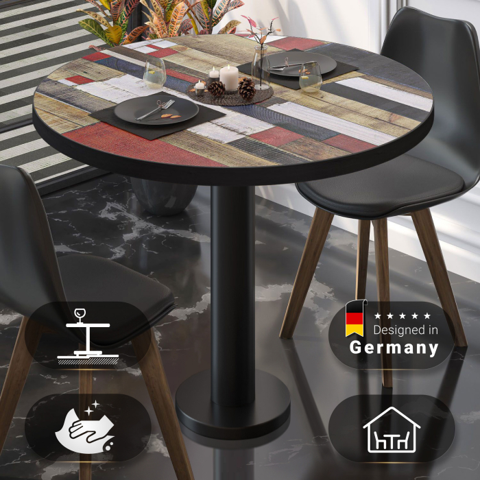 BML | Bistro-pöytä | Ø:K 70 x 75 cm | Vintage värikäs / Musta | Pyöreä | Pyöreä BML | Bistro-pöytä | Ø:K 70 x 75 cm | Vintage värikäs / Musta | Pyöreä | Pyöreä