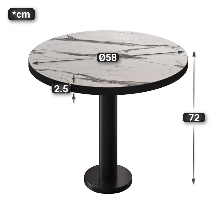 BML | Bistrobord | Ø:H 60 x 75 cm | Hvid marmor / Sort | Rundt BML | Bistrobord | Ø:H 60 x 75 cm | Hvid marmor / Sort | Rundt