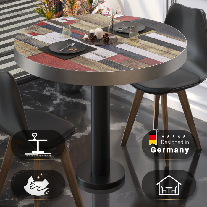 BML | Bistro table | Ø:H 70 x 77 cm | Vintage Colourful / Black | Round BML | Bistro table | Ø:H 70 x 77 cm | Vintage Colourful / Black | Round