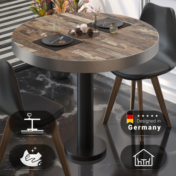 BML | Bistrobord | Ø:H 70 x 77 cm | Vintage Gammel / Svart | Rundt