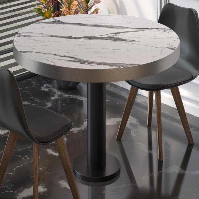 BML | Bistrobord | Ø:H 70 x 77 cm | Hvit marmor / svart | Rundt BML | Bistrobord | Ø:H 70 x 77 cm | Hvit marmor / svart | Rundt