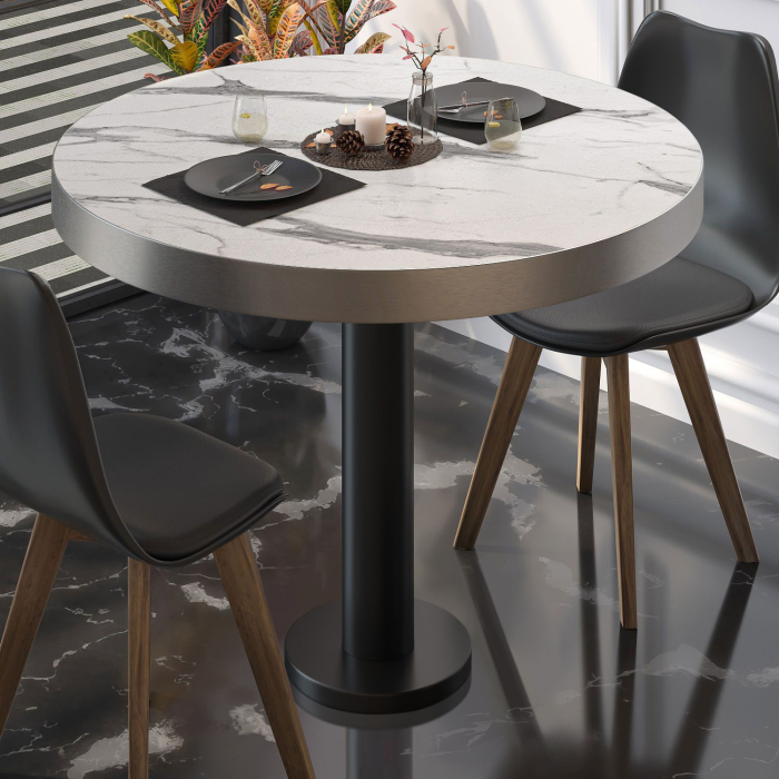 BML | Bistrobord | Ø:H 70 x 77 cm | Hvit marmor / svart | Rundt BML | Bistrobord | Ø:H 70 x 77 cm | Hvit marmor / svart | Rundt