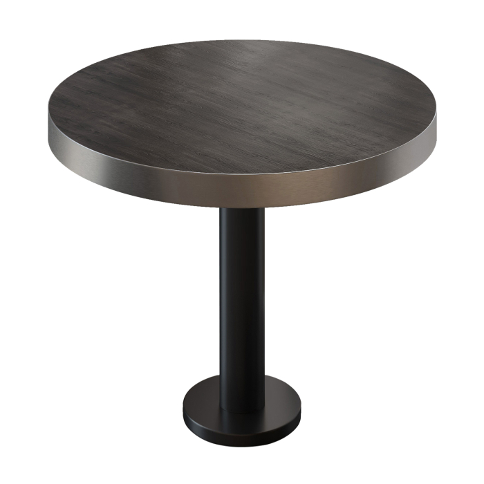 BML | Bistrotisch | Ø:H 70 x 77 cm | Wenge / Schwarz | Rund | Edelstahl Rand