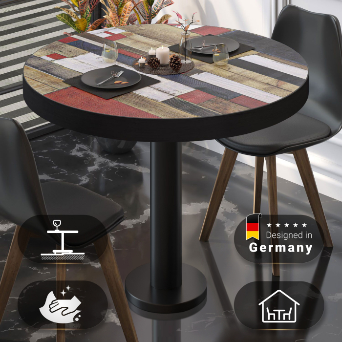BML | Bistro table | Ø:H 70 x 77 cm | Vintage Colourful / Black | Round