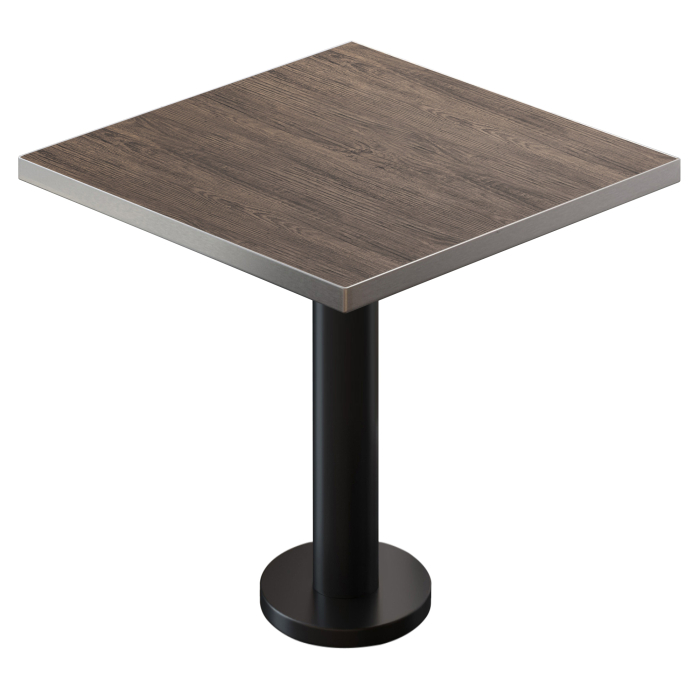 BML | Bistro Tisch | 70 x 70 x 74,5 cm | Quadratisch | Edelstahl Rand | Light Wenge / Schwarz