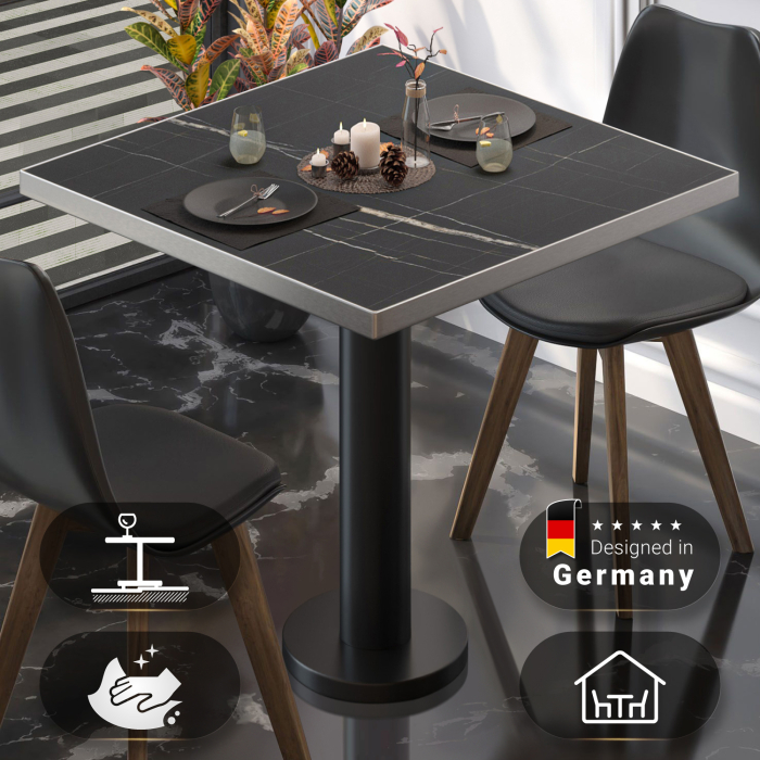 BML | Bistrobord | 70 x 70 x 74,5 cm | Firkantet | Svart marmor/svart BML | Bistrobord | 70 x 70 x 74,5 cm | Firkantet | Svart marmor/svart