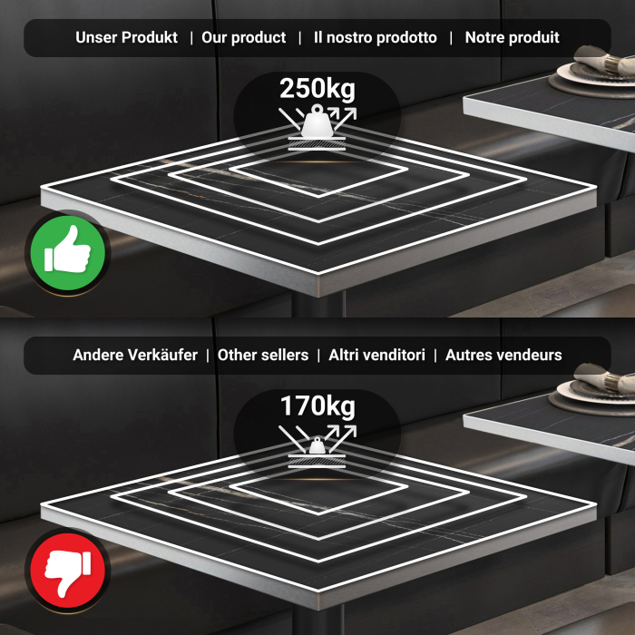 BML | Bistrobord | 70 x 70 x 74,5 cm | Firkantet | Svart marmor/svart BML | Bistrobord | 70 x 70 x 74,5 cm | Firkantet | Svart marmor/svart