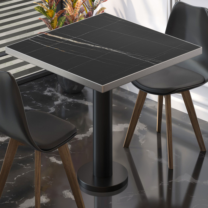 BML | Bistrobord | 70 x 70 x 74,5 cm | Firkantet | Svart marmor/svart BML | Bistrobord | 70 x 70 x 74,5 cm | Firkantet | Svart marmor/svart