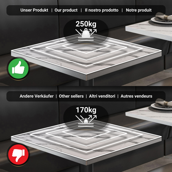 BML | Bistrobord | 70 x 70 x 74,5 cm | Firkantet | Hvit marmor/svart