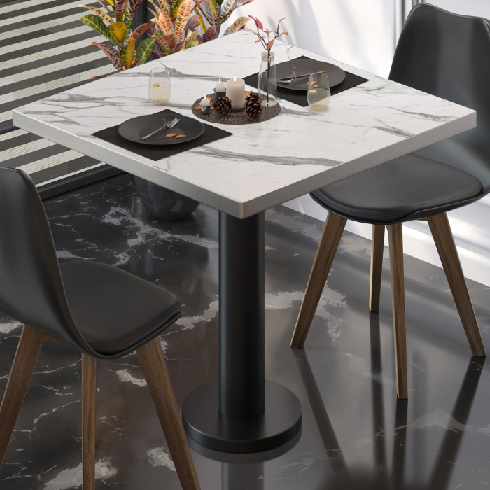 BML | Bistrobord | 70 x 70 x 74,5 cm | Firkantet | Hvit marmor/svart
