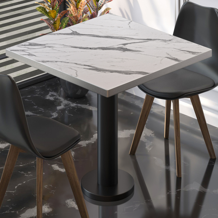 BML | Bistrobord | 70 x 70 x 74,5 cm | Firkantet | Hvit marmor/svart