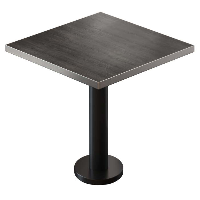 BML | Bistro Tisch | 70 x 70 x 74,5 cm | Quadratisch | Edelstahl Rand | Wenge / Schwarz