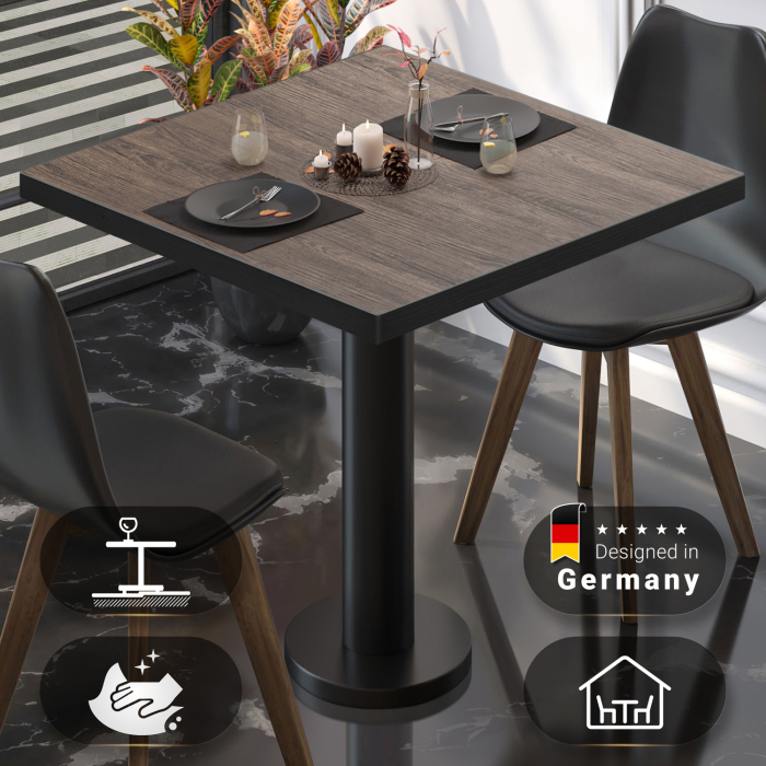BML | Tavolo da bistrot | 70 x 70 x 74,5 cm | Quadrato | Wengé chiaro / Nero BML | Tavolo da bistrot | 70 x 70 x 74,5 cm | Quadrato | Wengé chiaro / Nero
