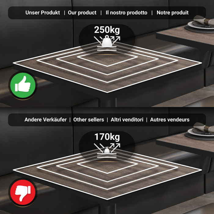 BML | Tavolo da bistrot | 70 x 70 x 74,5 cm | Quadrato | Wengé chiaro / Nero BML | Tavolo da bistrot | 70 x 70 x 74,5 cm | Quadrato | Wengé chiaro / Nero