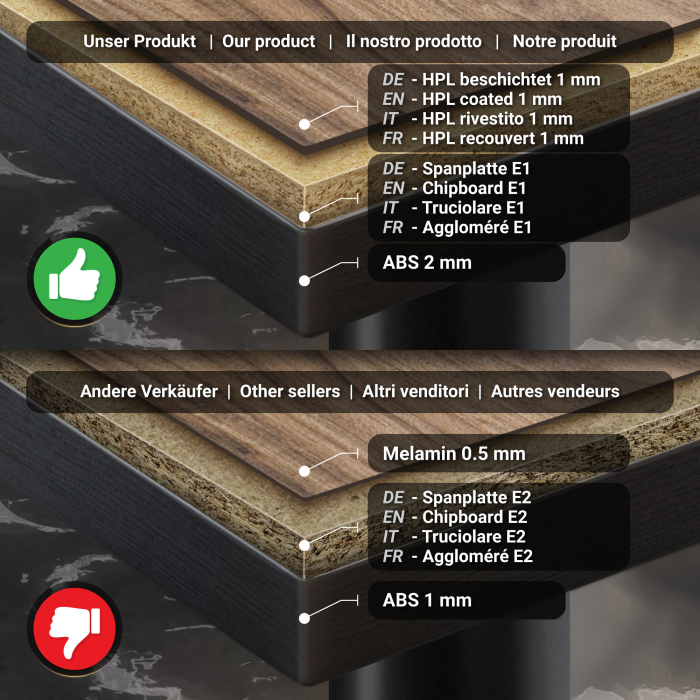 BML | Bistrobord | 70 x 70 x 74,5 cm | Firkantet | Sheesham / Svart