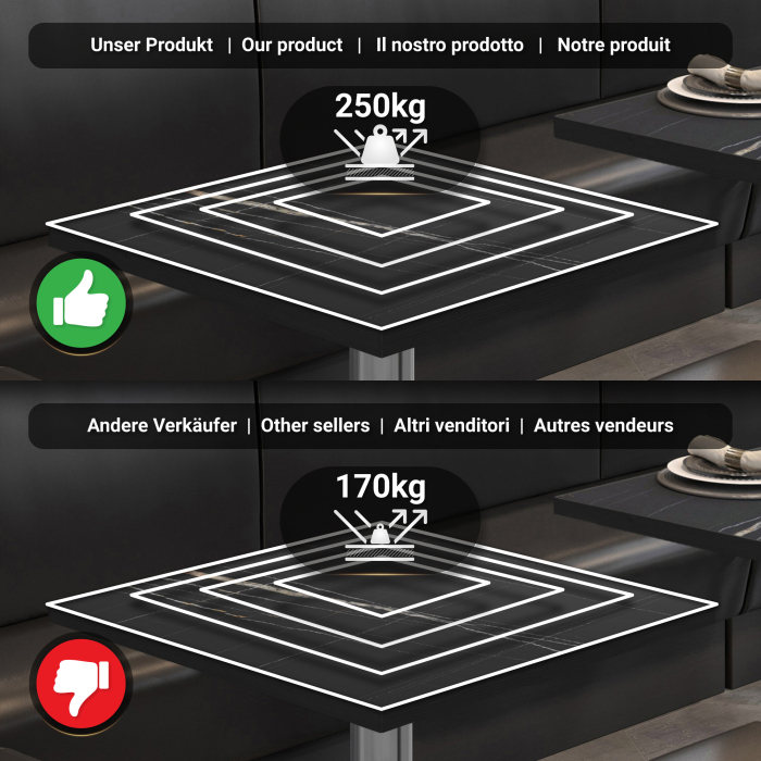 BML | Bistrobord | 70 x 70 x 74,5 cm | Firkantet | Sort marmor/rustfritt stål BML | Bistrobord | 70 x 70 x 74,5 cm | Firkantet | Sort marmor/rustfritt stål