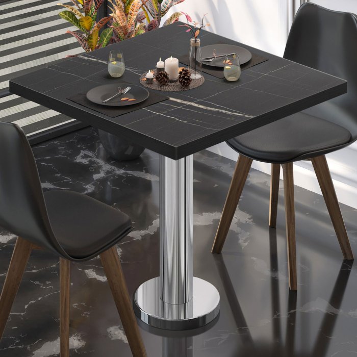 BML | Bistrobord | 70 x 70 x 74,5 cm | Firkantet | Sort marmor/rustfritt stål BML | Bistrobord | 70 x 70 x 74,5 cm | Firkantet | Sort marmor/rustfritt stål