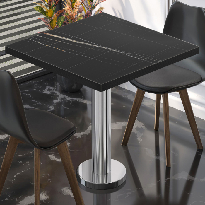 BML | Bistrobord | 70 x 70 x 74,5 cm | Firkantet | Sort marmor/rustfritt stål BML | Bistrobord | 70 x 70 x 74,5 cm | Firkantet | Sort marmor/rustfritt stål