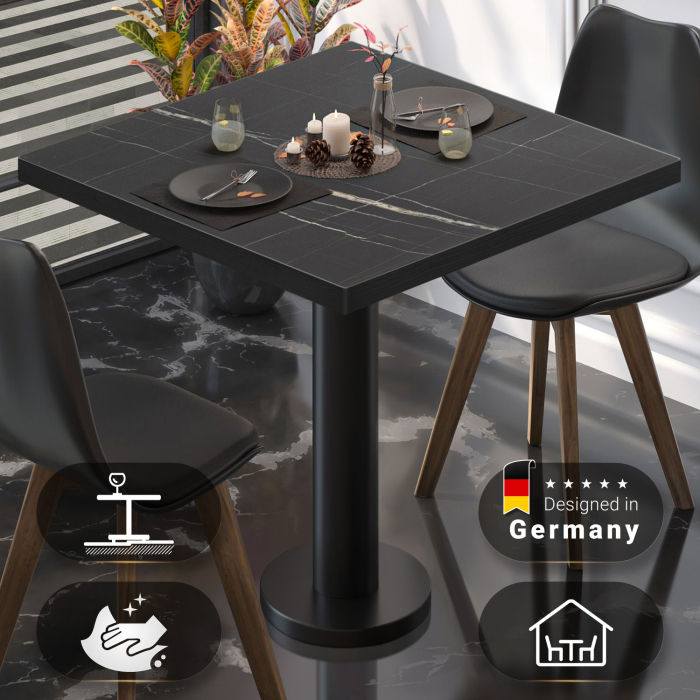 BML | Bistrobord | 70 x 70 x 74,5 cm | Firkantet | Svart marmor/svart