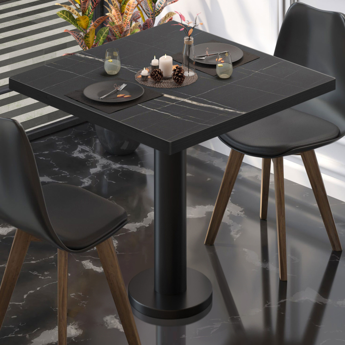 BML | Bistrobord | 70 x 70 x 74,5 cm | Firkantet | Svart marmor/svart
