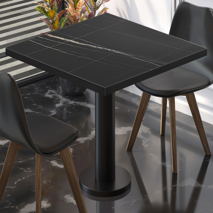 BML | Bistrobord | 70 x 70 x 74,5 cm | Firkantet | Svart marmor/svart