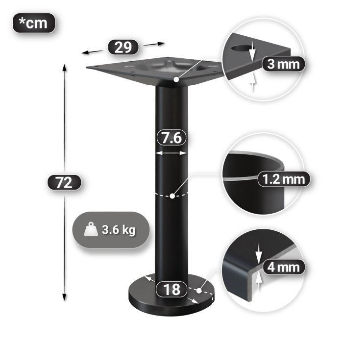 BML | Bistrobord | 70 x 70 x 74,5 cm | Firkantet | Hvit marmor/svart BML | Bistrobord | 70 x 70 x 74,5 cm | Firkantet | Hvit marmor/svart