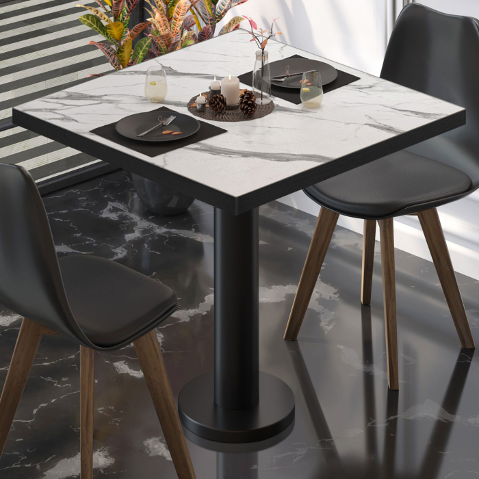 BML | Bistrobord | 70 x 70 x 74,5 cm | Firkantet | Hvit marmor/svart BML | Bistrobord | 70 x 70 x 74,5 cm | Firkantet | Hvit marmor/svart