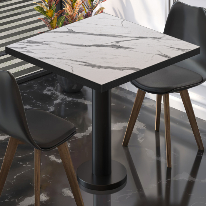 BML | Bistrobord | 70 x 70 x 74,5 cm | Firkantet | Hvit marmor/svart BML | Bistrobord | 70 x 70 x 74,5 cm | Firkantet | Hvit marmor/svart