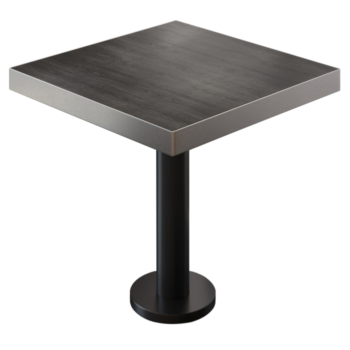 BML | Bistro Tisch | 60 x 60 x 77 cm | Quadratisch | Edelstahl Rand | Wenge / Schwarz