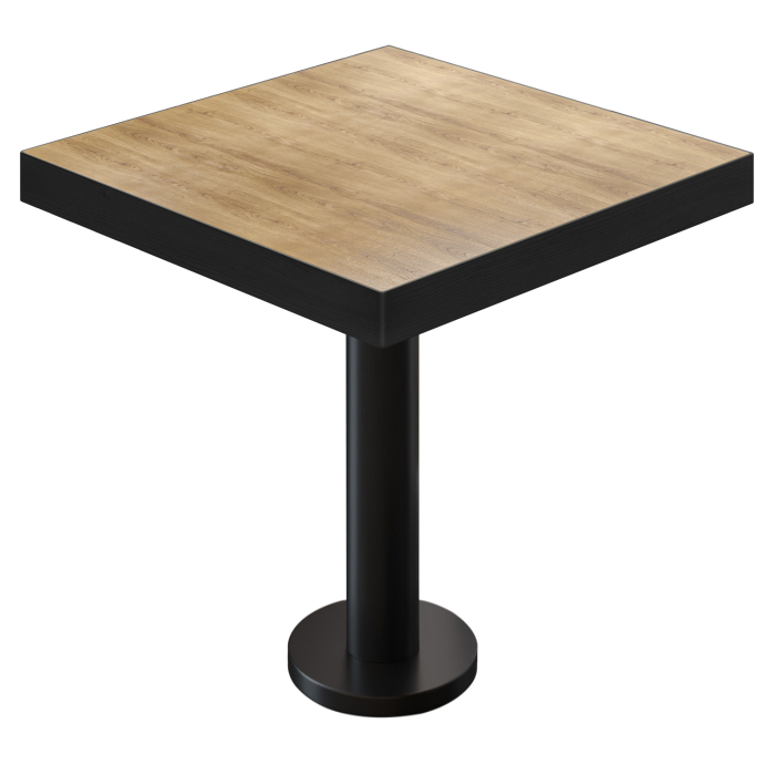 BML | Bistro Tisch | 60 x 60 x 77 cm | Quadratisch | Schwarzer Rand | Eiche / Schwarz