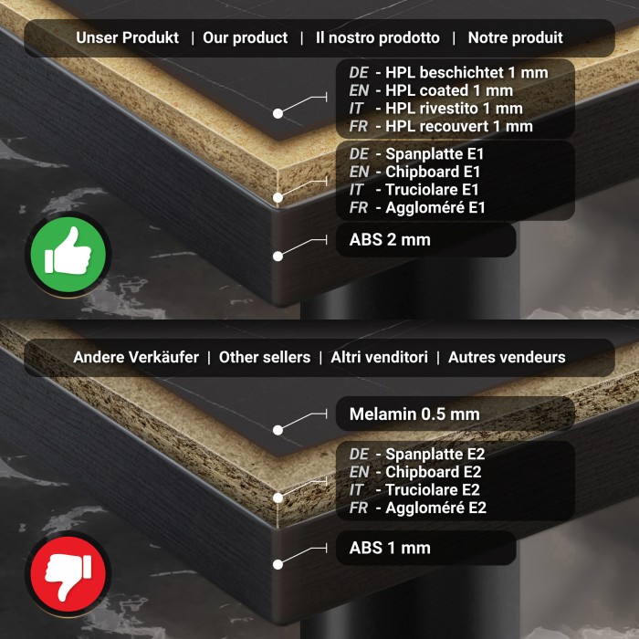 BML | Bistrobord | 70x70x77cm | Firkantet | Svart marmor/svart BML | Bistrobord | 70x70x77cm | Firkantet | Svart marmor/svart
