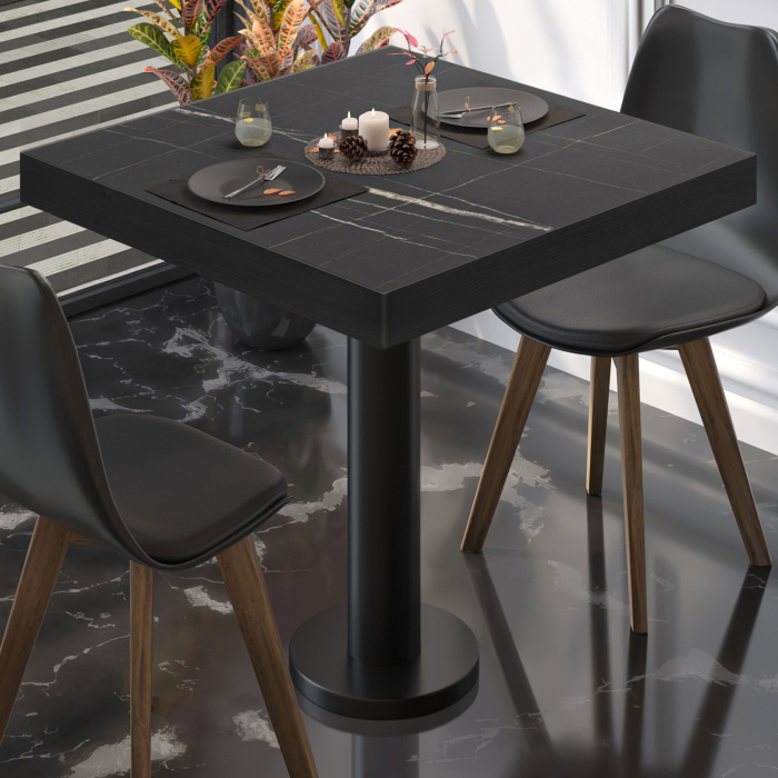 BML | Bistrobord | 70x70x77cm | Firkantet | Svart marmor/svart BML | Bistrobord | 70x70x77cm | Firkantet | Svart marmor/svart