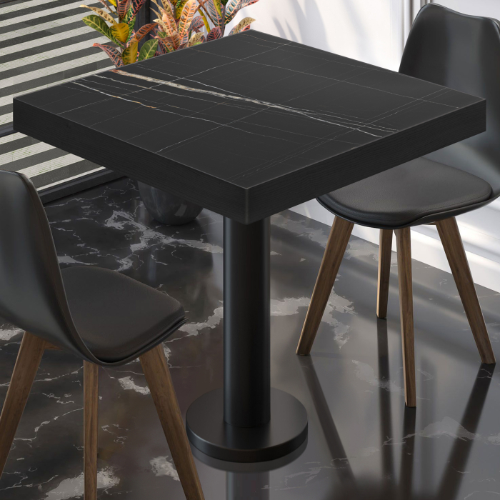 BML | Bistrobord | 70x70x77cm | Firkantet | Svart marmor/svart BML | Bistrobord | 70x70x77cm | Firkantet | Svart marmor/svart