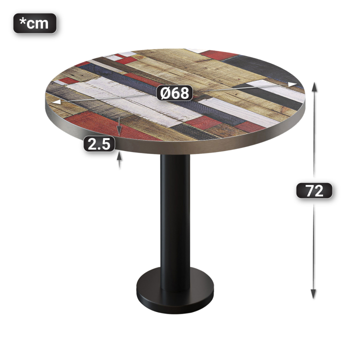 BML | Bistro table | Ø:H 70 x 75 cm | Vintage Colourful / Black | Round BML | Bistro table | Ø:H 70 x 75 cm | Vintage Colourful / Black | Round